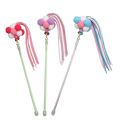 Happyyami 3stücke Teiliges Katzen-spielzeugset Plüschball Mit Quaste Und Katzenangel Interaktives Katzenspielzeug Für Mehr Spaß Und Energie Blau Rot von Happyyami