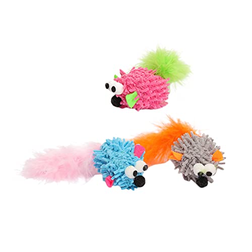 Happyyami 3st Katzenspielzeug Katzenminze Automatisches Katzenspielzeug Für Wohnungskatzen Plüsch-katzenkauspielzeug Kätzchenspielzeug in Mausform Wischvlies von Happyyami