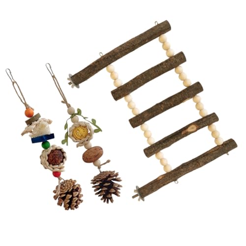 Happyyami 3stücke Holzspielzeug Für Papageien Teiliges Kletter Und Kau Vögel Für Käfige Sorgt Für Spaß Und Bewegung Für Wellensittiche Und Andere Kleine Vögel von Happyyami