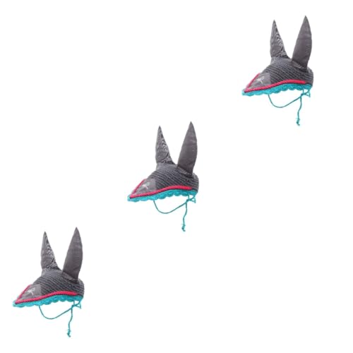 Happyyami 3st Pferdemaske Polyester-Abdeckung Pferd Gestrickte Maske Pferdeschutzhülle Kopfbedeckung Für Pferde Ohrenschutz Für Pferde Schützend Sicherheitsbremsenmasken Häkeln Strickmütze von Happyyami