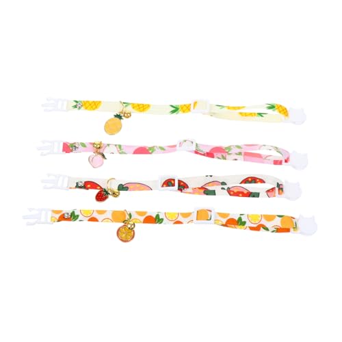 Happyyami 4 Stück Fruchtglocken-Halsband Katzenkostüm Mit Glocke Katzenhalsband Zur Dekoration Urlaub Haustierhalsband Tägliches Kätzchenhalsband Baumwolle Polyester Die Klingel Obst von Happyyami