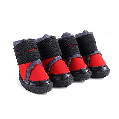 Happyyami Haustier Schuhe Set 4er Pack Hunde Warme Outdoor Schuhe Rot Gr. 80 Nicht-gassi-Schuhe Haustierbedarf Happyyami Haustier Schuhe Set 4er Pack Hunde Warme Outdoor Schuhe Rot Gr. 80 Nicht-gassi-Schuhe Haustierbedarf von Happyyami
