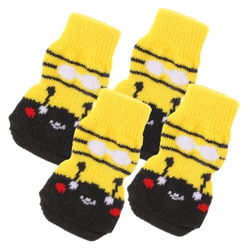 Happyyami 4 Stück Haustier socken Pfotenschutz für Hunde rutschfeste Hundesocken Krallen Haustierzubehör Wiederverwendbare Pfotenschützer auswechselbare Baumwollsocken waschbar von Happyyami