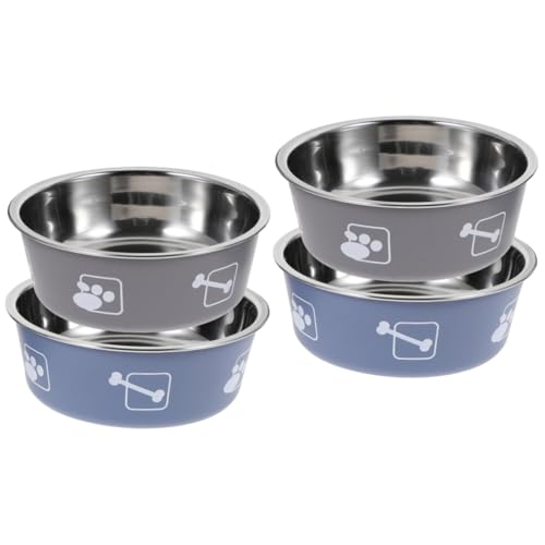 Happyyami 4 Stück Haustiernapf aus Edelstahl Wassernapf für Haustiere Futterstation für Haustiere Katze pet Feeder pet Water Bowl Futternapf für Hunde Fressnapf für Welpen Tierfutterbehälter von Happyyami