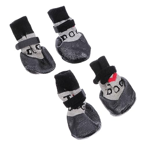 Happyyami 4 Stück Haustierschuhe sockenschuhe Hundeschuhe Pfotenschützer für Haustiere Hundesocke aus Wolle Welpensocken Welpenstiefel Hundepfotenschutz Plastik Black Happyyami 4 Stück Haustierschuhe sockenschuhe Hundeschuhe Pfotenschützer für Haustiere Hundesocke aus Wolle Welpensocken Welpenstiefel Hundepfotenschutz Plastik Black von Happyyami