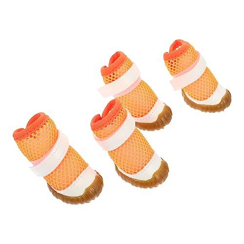 Happyyami 4er-Pack Hundeschuhe Atmungsaktive Welpenstiefel Dekorative Verschleißfeste Haustierschuhe Leicht Anzuziehen Bequem Orange 4 Größen Happyyami 4er-Pack Hundeschuhe Atmungsaktive Welpenstiefel Dekorative Verschleißfeste Haustierschuhe Leicht Anzuziehen Bequem Orange 4 Größen von Happyyami