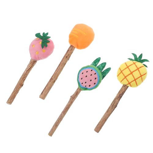 Happyyami 4stücke Katzenspielzeug Katzenangel Cartoon Obst Form Interaktives Katzenspielzeug Für Haushalt Katzenzubehör Zum Kätzchen Necken von Happyyami