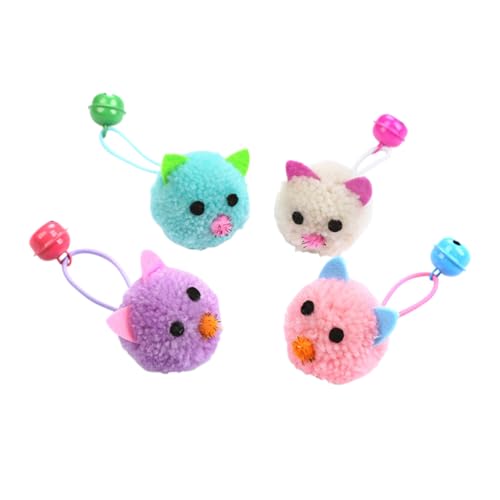 Happyyami 4 Stück Katzenspielzeug Katzenrasselkugeln. Beißspielzeug interaktives Spielzeug plüschmaus Plüschtier Spielzeuge Katzenspielzeug interaktiv Interaktives Katzenspielzeug kauen von Happyyami