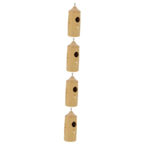 Happyyami 4 Stück Kolibri- Vögel Dekor hängendes Kolibri-Nest für den Garten Holzverkleidung vogelhaus Kolibri-Nesthaus Kolibrihaus aus Holz draussen das Vogelnest Anhänger hölzern von Happyyami
