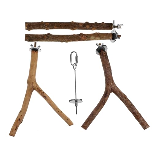 Happyyami 4stücke Papageien Sitzstange Mit Metallfuttergabel Vogel Spielzeug Für Wellensittiche Und Nymphensittiche Fördert Balance Und Beschäftigung Im Käfig von Happyyami