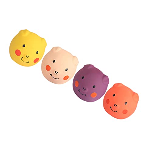 Happyyami 4 Stück Schweinekopf Ballspielzeug Haustier Zahnreinigungszubehör Latex Schweinebälle Spielzeug Entzückendes Welpenspielzeug Welpen Sound Spielzeug Quietschendes von Happyyami