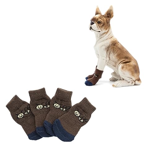 Happyyami 4 Stück Baumwollsocken Für Haustiere rutschfeste Socken Welpensocken Tierpfotenschutzsocken Hundestiefel Strumpffüller Für Welpen Indoor-socken Atmungsaktiv von Happyyami