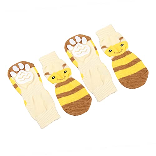 Happyyami 4 Stück Warme Socken Für Haustiere Wintersocken Für Haustiere Gelbe Socke Tipi-Zelt Für Haustiere Haustiersocken Drinnen Bequeme Socken Anti-Griff Stricksocken von Happyyami