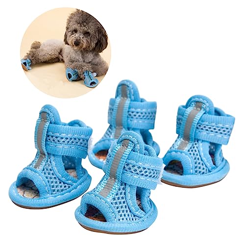 Happyyami 4 Stück Hundesandale hundeschuhe Booties für Hundepfoten Booties für Hunde medium Sandalen Turnschuhe Haustierzubehör Haustierschuhe Sommer Netzschuhe Haustier Hund von Happyyami