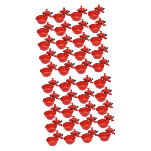 Happyyami Rot 40 Stück Taubenkäfig Taubentränke Edelstahl-Wasserspender Automatischer Wasserspender Kunststoff-Trinkbecher Kunststoff-Wasserbecher Vogelfutter Vogelfutterstation von Happyyami