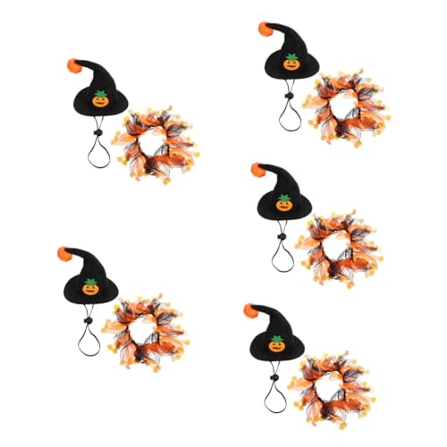 Happyyami 5sätze Katzen Und Hunde Halloween Kostüm Teiliges Accessoire Mit Lustigem Hut Und Halstuch Für Haustierpartys Karneval Fotoshootings Und Feste von Happyyami