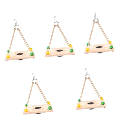 Happyyami 5St Vogelhäuschen aus Holz Holzspielzeug Vogel hängendes Schaukelspielzeug Vogelhäuschen für draußen Spielzeuge Futterbehälter für hängende Vögel Papageienfutterbecher hölzern von Happyyami