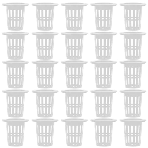 Happyyami 50 Stück blau Pflanzen Gartenarbeit pflanzenpflege pflanzenzucht Pflanzentöpfe mit Drainage Pflanzkörbe Hydroponik Topfbecher für den Innenanbau Wurzelkontrollkörbe Plastik Weiß von Happyyami