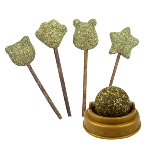 Happyyami 5Stücke Katzensnack aus Katzenminze Pack mit Drehbarem Lickball Katzenpfote Bärenform und Fünfzackigem Fördert die Verdauung und Sorgt für Spielspaß von Happyyami