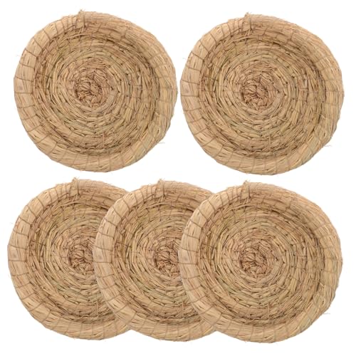 Happyyami 5stücke Kleines Kaninchen Nest Aus Handgewebtem Stroh Komfortabel Und Sicher Für Haustiere Als Schlafmatte Für Kleine Tiere Dekoratives Hühner Vogel-Nest Happyyami 5stücke Kleines Kaninchen Nest Aus Handgewebtem Stroh Komfortabel Und Sicher Für Haustiere Als Schlafmatte Für Kleine Tiere Dekoratives Hühner Vogel-Nest von Happyyami