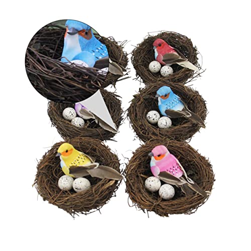 Happyyami Ostern- Und Frühlingsnest-Kollektion 6er-Set Künstliche Vogelhäuser Eier Gartendeko Für Eine Realistische Vogelnest-anordnung von Happyyami