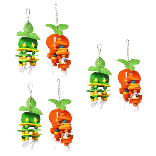 Happyyami 6stücke Holzspielzeug Für Papageien Kreatives Hänge-Spielzeug Zum Beißen Und Spielen Mit Einem Block Und Einer Orangefarbenen Gestaltung Für Kleine Vögel Wie Wellensittiche von Happyyami