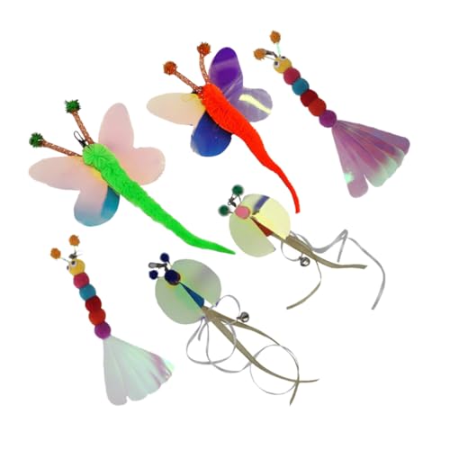 Happyyami 6stücke Katzenangel Ersatzköpfe Interaktive Für Katzen Mit Federn Schmetterlingen Und Bienen Fördert Bewegung Und Spielvergnügen Für Kätzchen Und Katzen von Happyyami