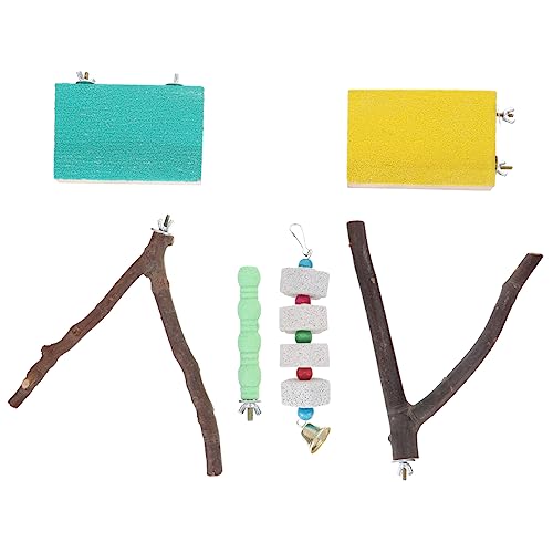 Happyyami 6stücke Teiliges Papageienspielzeug Naturholz Kauspielzeug Für Vögel Kreative Sitzstangen Und Schaukel Für Wellensittiche Nymphensittiche Und Andere Kleine Vögel von Happyyami