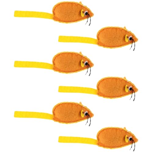 Happyyami 6stücke Interaktive Katzen-spielzeuge Canvas Weiche Handgenähte Mäuse Für Katzen Für Kätzchen Beschäftigung Orangefarbenes von Happyyami