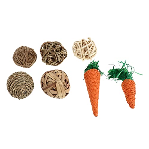 Happyyami 7stücke Teiliges Von Heu-weidebällen Für Kleintiere Kauspielzeug Für Hamster Kaninchen Chinchillas Zähneknirschen Und Spielen Handgefertigte von Happyyami