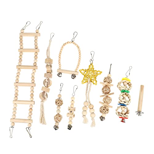 Happyyami 9stücke Teiliges Holzspielzeug Papageien Kauspielzeug Schaukel Und Spielzeug Für Vögel Für Wellensittiche Nymphensittiche Und Andere Vögel Sicher Und Langlebig von Happyyami