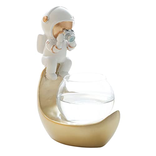 Happyyami Astronauten-Aquarium bürodeko büro Dekoration wohnaccessoires Flower vase vases hydrokultur pflanzer Astronaut Terrarienvase Scindapsus-Vase Hydroponische Pflanzvase Harz Golden von Happyyami