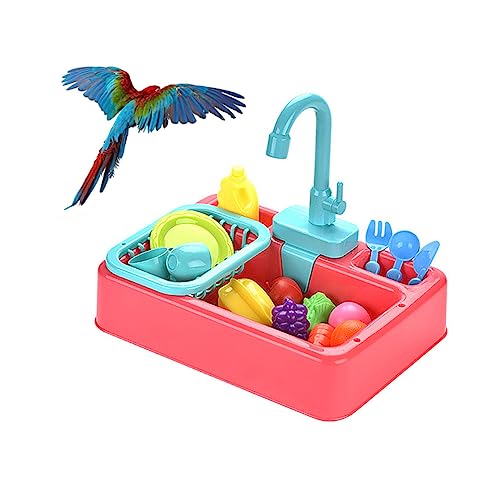 Happyyami Vogelbadewanne Automatische Dusche Mit Wasserfluss Und Spielzeug Für Vögel Farbige Badewanne Für Kleine Vögel Wie Papageien Mönchsgrasmücken Sicheres Material Für Gesunde von Happyyami