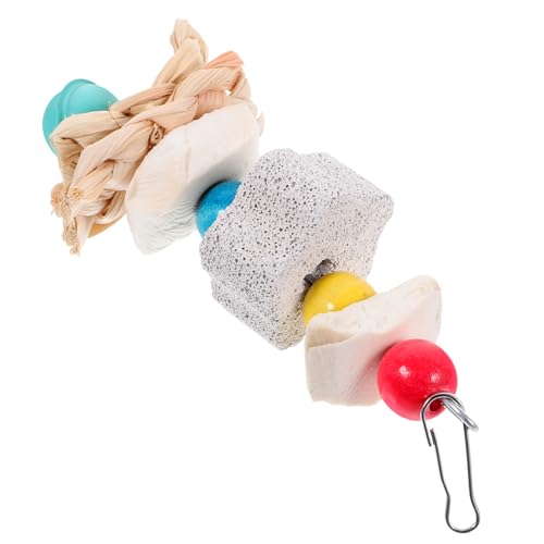 Happyyami Vogel Kauspielzeug Für Papageien Kletterspielzeug Und Hängespielzeug Natürliche Vulkanstein-Materialien Für Wellensittiche Kaninchen Und Andere Kleintiere von Happyyami