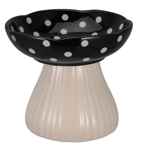 Happyyami Erhöhter Katzennapf Aus Keramik Pilzform Niedliche Sichere Futter Und Wasserschüssel Für Katzen Und Kleine Hunde Ergonomisches Design Für Komfortables Fressen Und Einfache von Happyyami