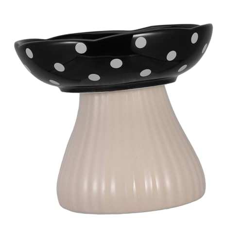 Happyyami Eleganter Erhöhter Katzennapf Aus Keramik Pilzform Breiter Rand Sicherer Stand Für Katzen Aller Größen Dekorativer Haustiernapf von Happyyami