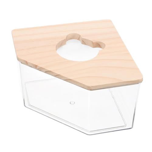 Happyyami Hamster Badezimmer Mit Holzdeckel Transparente Sandbad-Box Für Kleine Haustiere Als Hamster-Toilette Beobachtung Von Kleintieren von Happyyami