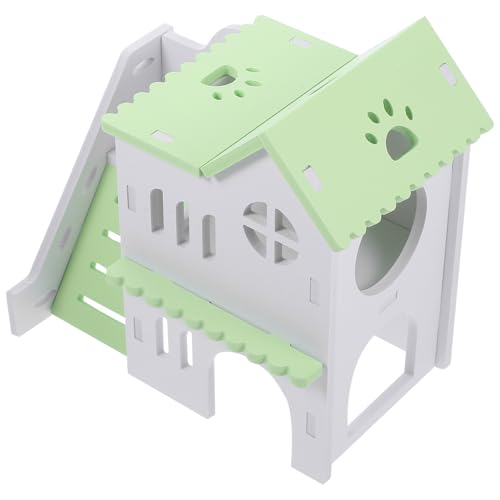 Happyyami Holzversteck Für Kleintiere Praktisches Schlafhaus Für Hamster Meerschweinchen Chinchillas Mehr Robuste Dekorative Villa Aus Massivem Holz Zum Spielen Und Entspannen von Happyyami