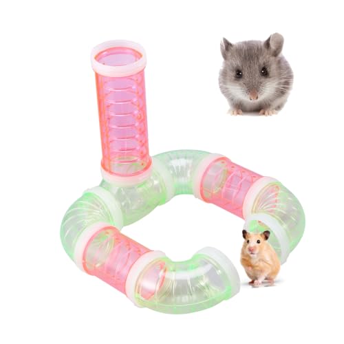 Happyyami Kleintierkäfig Röhren Transparente Acryl-Tunnel Für Hamster Und Kleine Haustiere Inklusive Gebogene Röhren Verbindungsringen Förmigen Rohr Und Zubehör von Happyyami