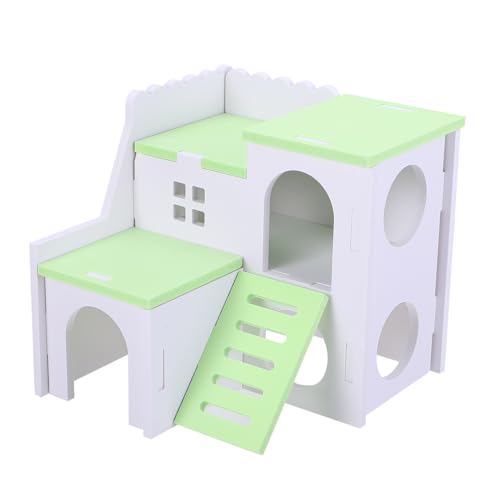 Happyyami Hamsternest hamsterhaus hamsterzubehör Hamster Versteck Hamster Einrichtung Hamster Schlafhaus Hamsterbett Kletterspielzeug Igelhaus Kleintierversteck Hamsterhütte hölzern Green von Happyyami
