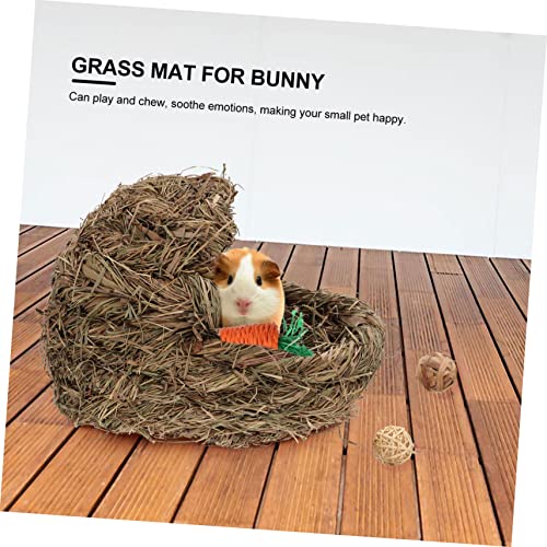 Happyyami Handgefertigtes Grasnest für Kleintiere Natürliches Stabiles Kaninchen Hamsterhaus Gemütliche Matte Ruhen Wetterbeständig Sicheres Nager freigehege von Happyyami