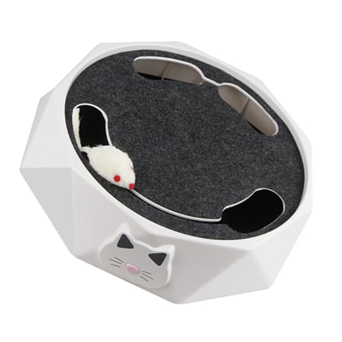 Happyyami Interaktives Katzenspielzeug Mit Drehteller Und Track-Maus Haustier-Spielzeug Für Natürliche Jagdinstinkte Abs-Kunststoff Batteriebetrieben von Happyyami