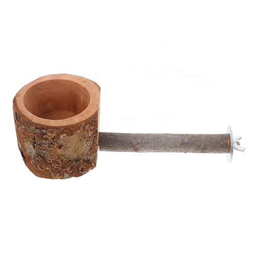 Happyyami Holz Vogelnapf Mit Sitzstand Natürlicher Holz Vogelständer Für Wellensittiche Nymphensittiche Und Kleine Vögel Futter Und Wasserschale Für Vogelkäfig Zubehör von Happyyami