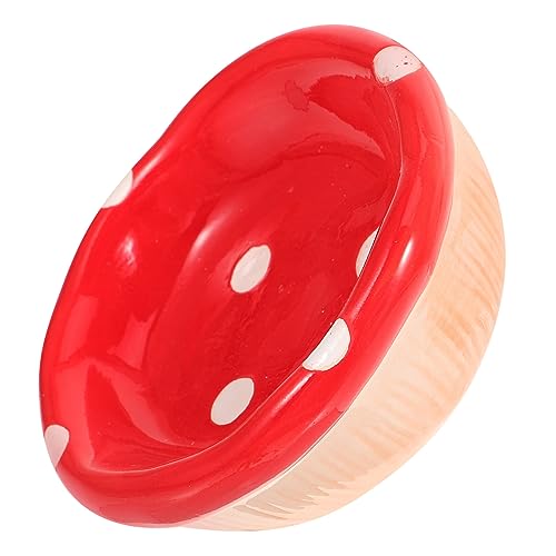 Happyyami Keramik-futternäpfe für Haustiere Wassernapf für Hamster Napf für Kleintiere Chinchilla-napf – Auffangschale für Trockenfutter und Snacks Roter Pilz-Stil von Happyyami