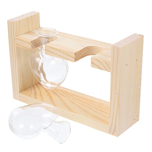 Happyyami Holzrahmen Für Hydroponischen Behälter Drinnen Anlage Stand Pflanzen Hydroponische Verzierung des Heimpflanzers Hydroponisches Terrarium Kreative Hydroponische Vasendekoration Glas von Happyyami