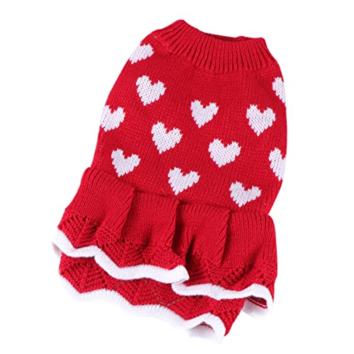 Happyyami Haustierzubehör Hundepullover für kleine Hunde Pullover für Mädchen Weihnachtspullover Kleiner Hundepullover Hund Tuch Welpenrock warm halten Hundekleidung rot von Happyyami