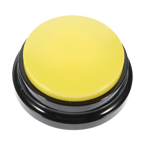 Happyyami Interaktiver Hundeknopf mit Aufnahmefunktion Lustiger Sprechender Button Gelber Haustier Kommunikations Button für Welpen Trainingsspielzeug zur Beschäftigung und Energieabbau von Happyyami