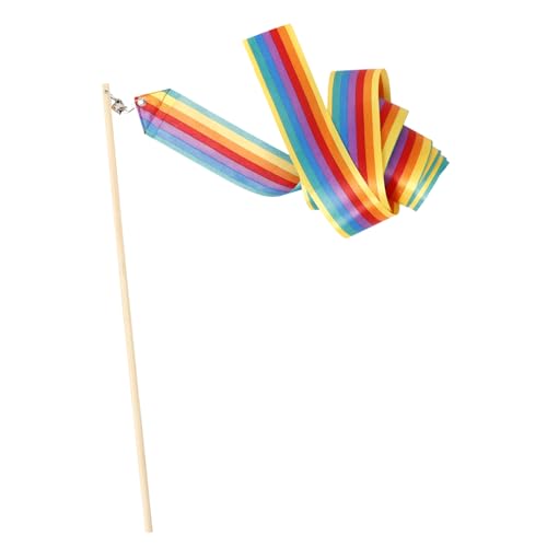 Happyyami Interaktiver Katzenspielzeug Stick mit Buntem Band und Glocke Langlebig und Strapazierfähig für Training Fördert Fitness und Mentale Stimulation für Katzen von Happyyami