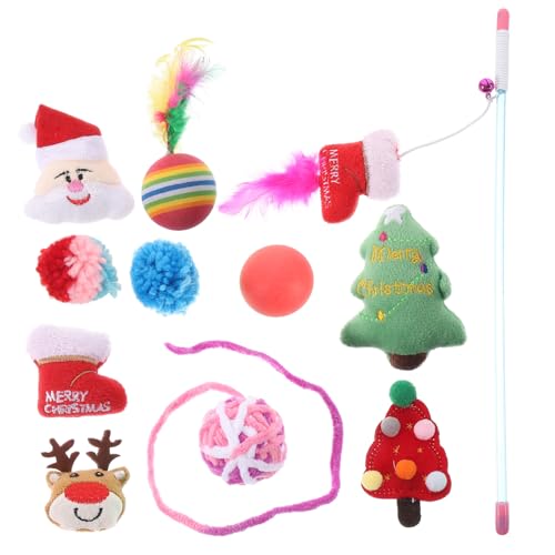 Happyyami Weihnachtliches Katzenspielzeug Set Interaktive Katzenangel Mit 11 Teilen Für Katzen Und Kätzchen Mit Quietscher Ideales Zur Weihnachtszeit von Happyyami