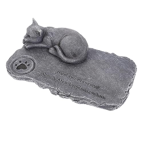 Happyyami Katzen-gedenkstein Aus Resin Für Haustiere Niedliche Katzenstatue Als Erinnerungsstück Für Verstorbene Tiere Wetterfester Grabstein Für Garten Oder Steinoptik von Happyyami